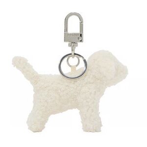 victoria’s secret pink winter white plush teddy micro dog keychain charm